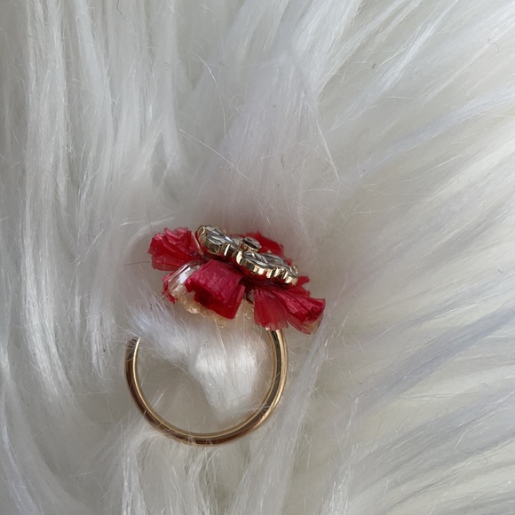 NWT Cato gold red color paper flower statement ring costume jewelry floral ring - Picture 16 of 16